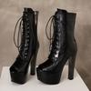 Women's high-heeled cool boots, sexy European and American style waterproof platform thick heel large size fish mouth shoes