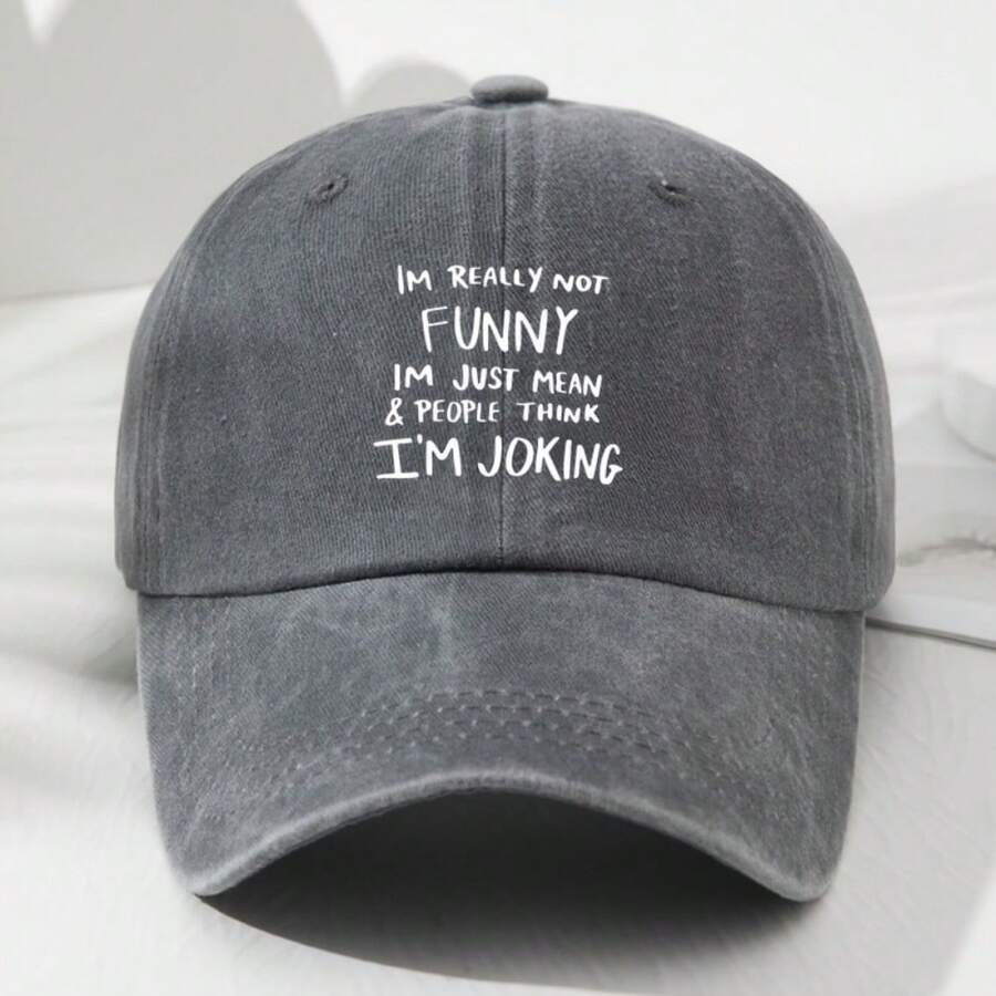 Black Humorous Baseball Cap With Text Print Adjustable For Adults Outdoor Casual Wear