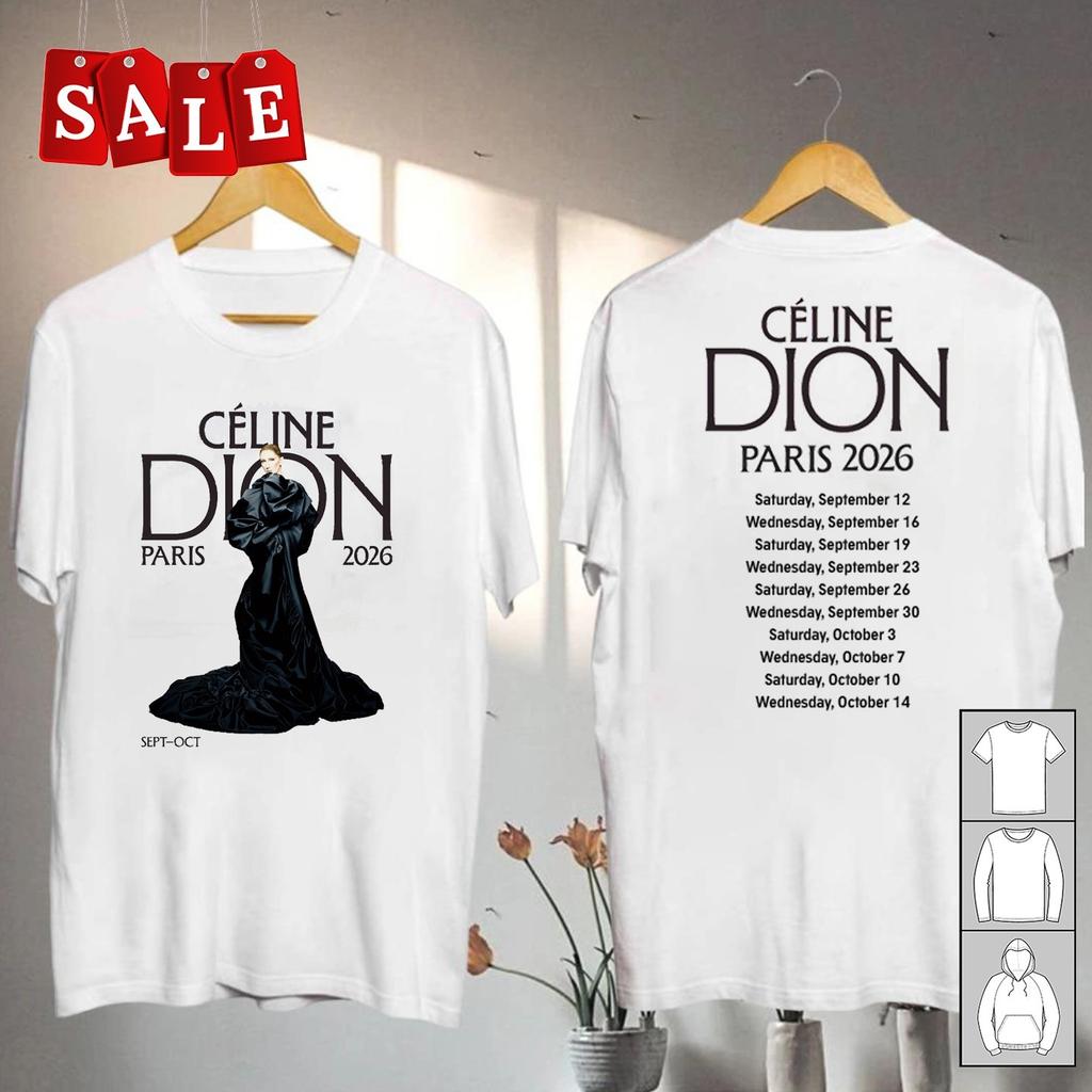 Nova CELINE DION PARIS 2026 Presente Para Fãs Unissex P-5GG Camiseta CA790