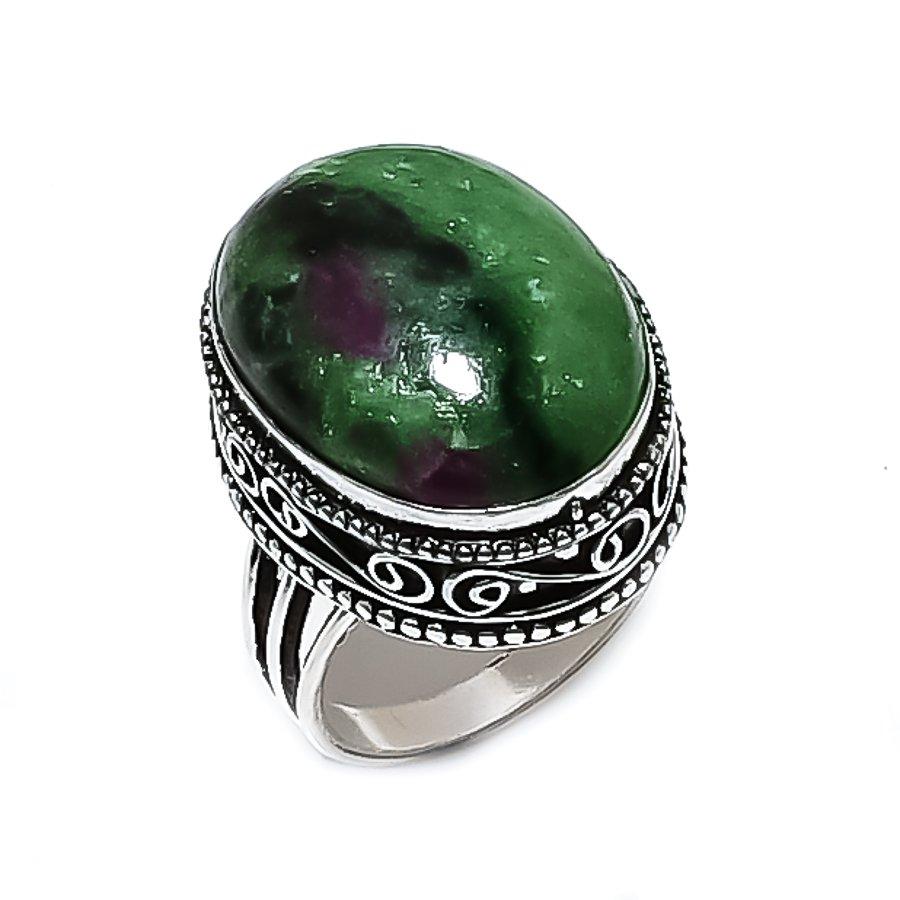 Natural Ruby Zosite Gemstone 925 Sterling Silver Jewelry Ring Size 9 ETC-14152