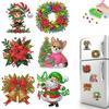 6Pcs Acrylic Christmas Animals Fridge Stickers Diamond Art Magnets Decals Diamond Painting Fridge Magnet for Adults Beginners