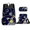 Classic Popular astronaut space 3D Printed 3pcs/Set pupil School Bags Laptop Daypack Backpack Inclined shoulder bag Pencil Case