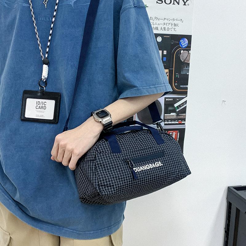 Plaid Student Shoulder Bag Travel Lightweight Large Capacity Crossbody Bag