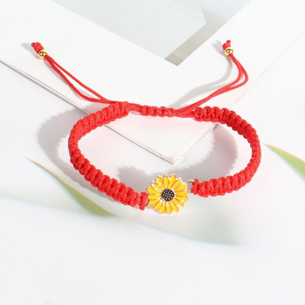 Unisex Fashion Sunflower Woven Bracelet - Handmade Rope Ornament for Couples