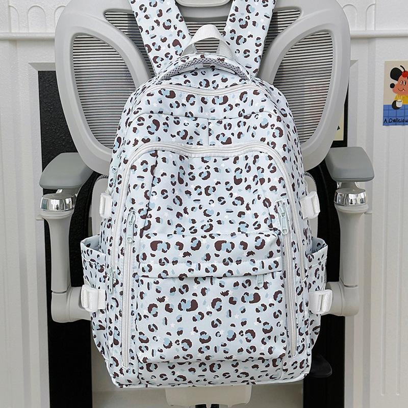 Schultasche Damen College-Stil Rucksack mit großem Fassungsvermögen 1011 neu Mittelschule Oberschule Einfach vielseitig Leopardenmuster Niedlicher Rucksack