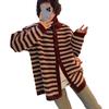 Fashion Loose Lazy Wind Sweater Jacket Women's Spring New Contrasting Color Striped Knitted Cardigan Top