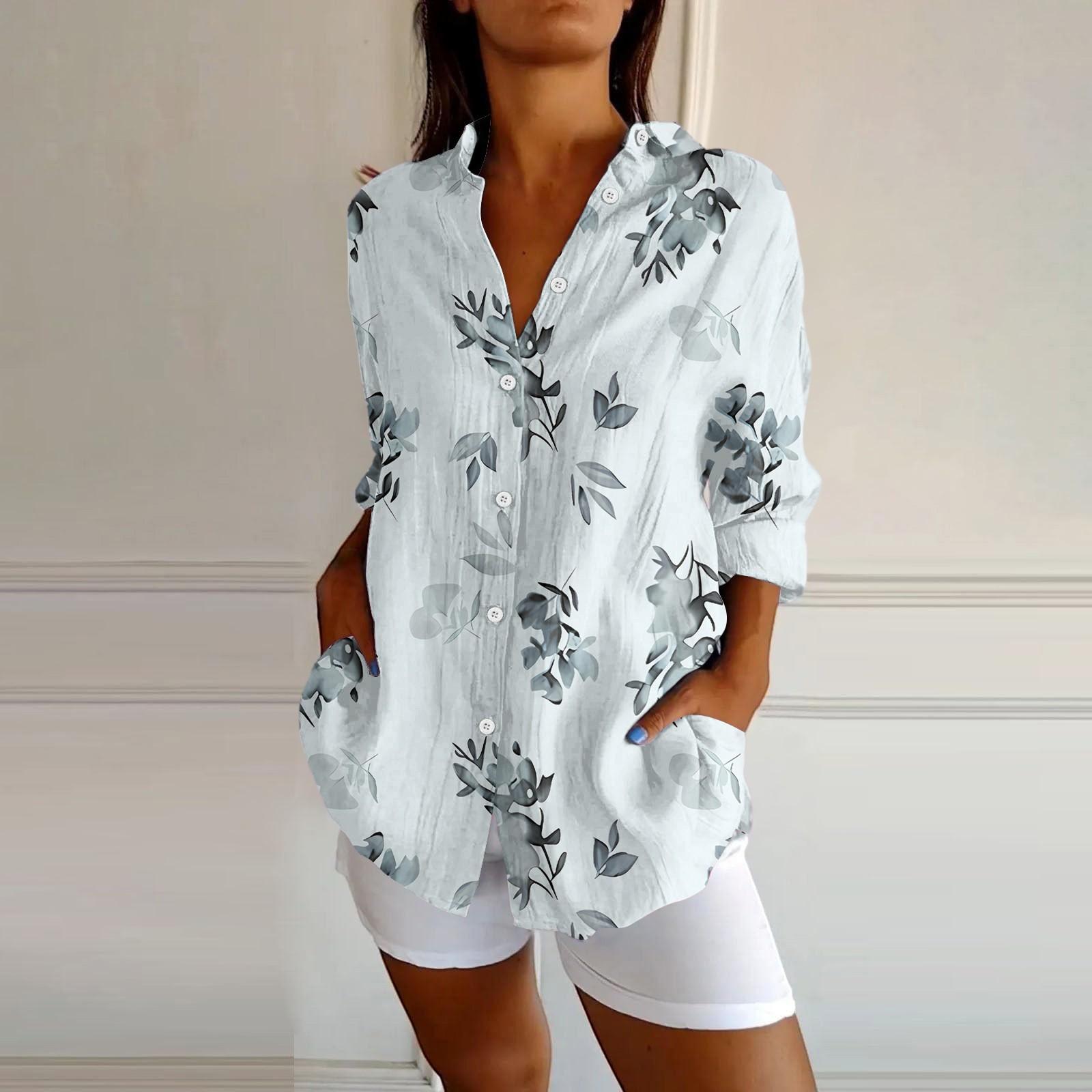 

Жіночі сорочки на ґудзиках, бавовняно-лляні, з довгим рукавом, сорочки для сукні, повсякденні літні топи, робочі блузи XL білий