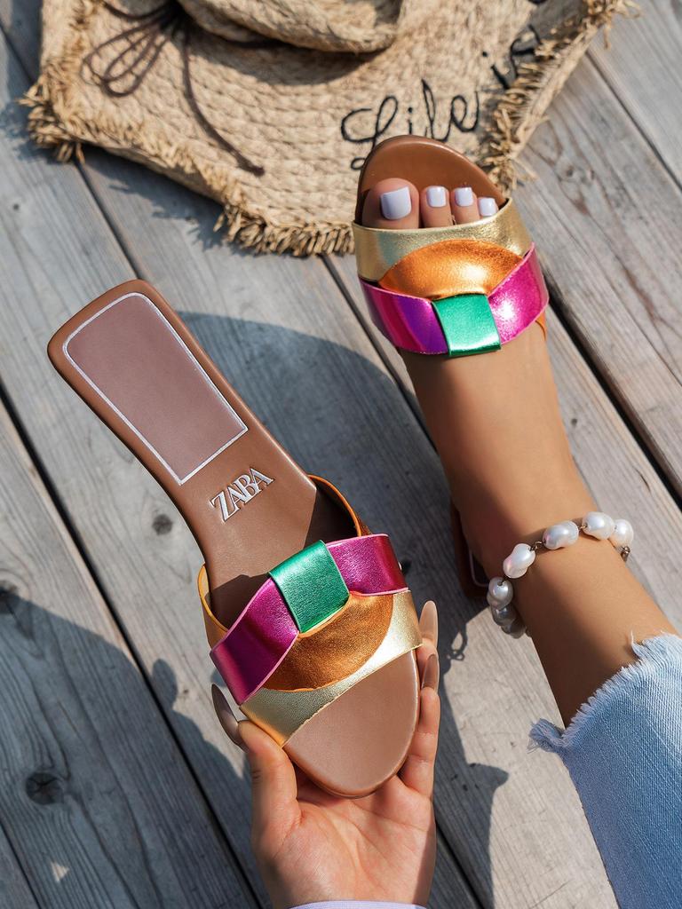 Sommer Damen Übergröße Flache Sandalen 2025 - Vielseitiges, Schlichtes Kreuzriemen-Design