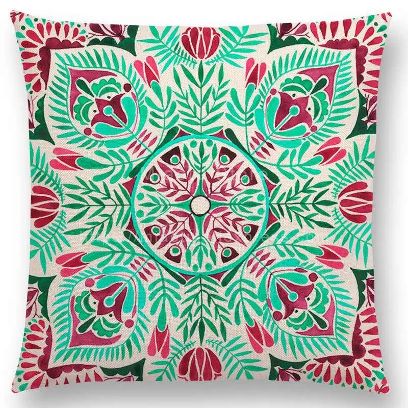 

Последняя наволочка в стиле бохо с яркими цветами, розовая радужная, яркий цветочный узор мандалы, принты энтузиазма 12x12Inch