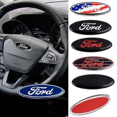 58x22mm Aluminum Alloy Logo for Ford Ranger Mondeo Ecosport Edge Focus Mk4 Escape Fiesta Kuga Fusion Car Steering Wheel Sticker LL42