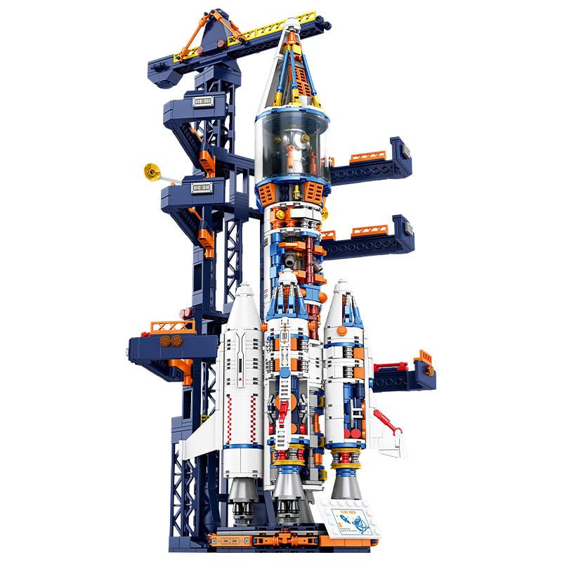 

51CM Giant Semitransparent Manned Rocket Building Blocks Aerospace Construction Bricks Rocket Model Children Toy Festival Gift