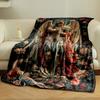 Archangel Michael Dragon Floral Blanket Bedroom Blanket for Livingroom Couch Lunch Break Soft Throw for Friend's Festival Gift