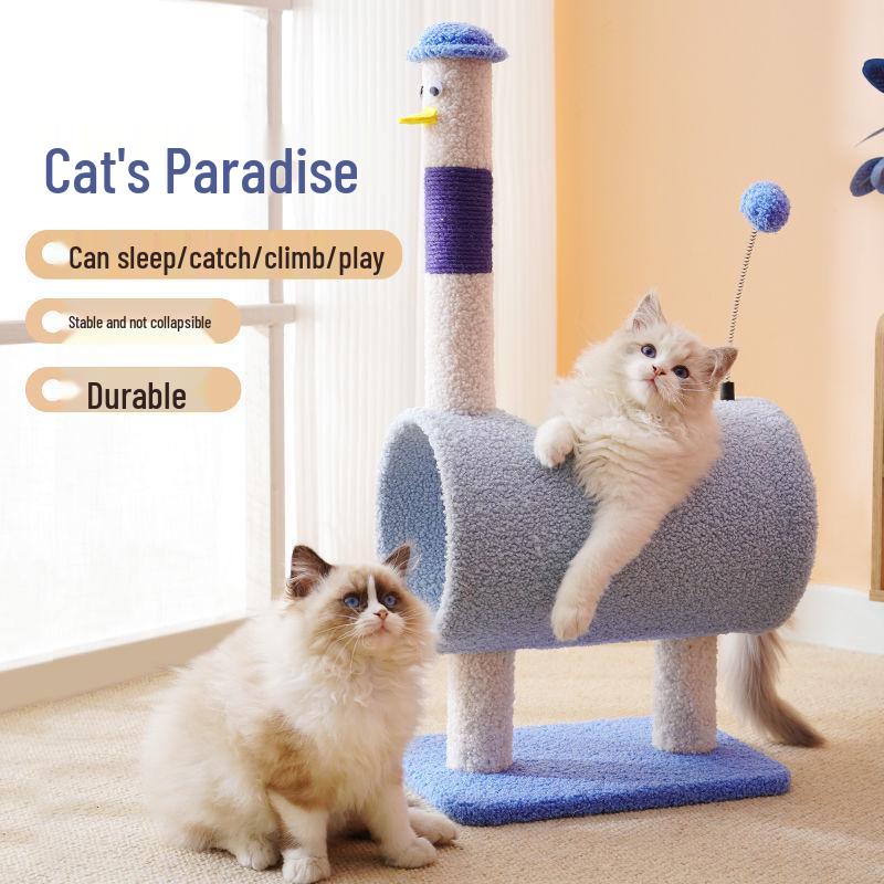 Space-Saving Cat Tree with Bed & Scratching Post for Small Apartments
