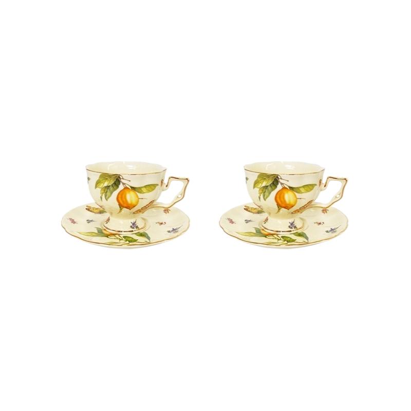 Ceramic Teacup and Saucer Set Morning Tea Cup Gold Trim Elegant English Teacup 200ml Coffee Cup+saucer+teaspoon Retro Coffee Cup