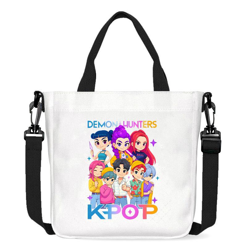 Spot KPOP Demon Hunter Group Printed Canvas Bag Fashion Shoulder Bag Portable Work Commuter Messenger Bag CLE