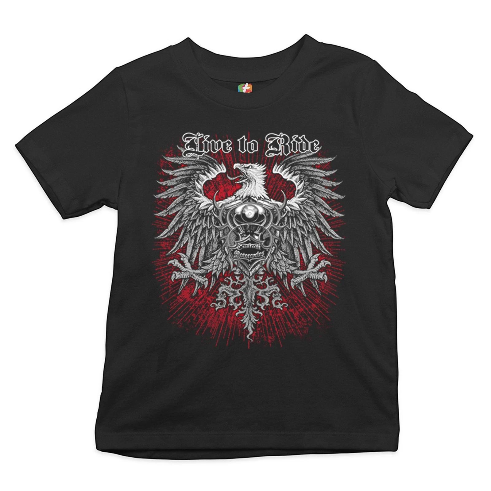 Live to Ride Youth kids boys T-Shirt Custom Motorcycles MC Biker Gang Rider Eagle Kids 100