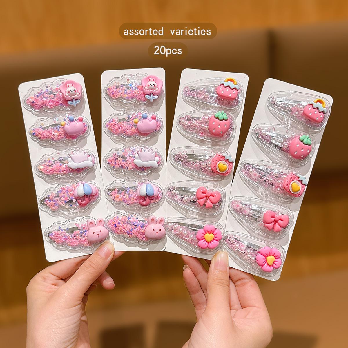 

20 pink styles of random sweet floral BB clip hair accessories suitable for daily use