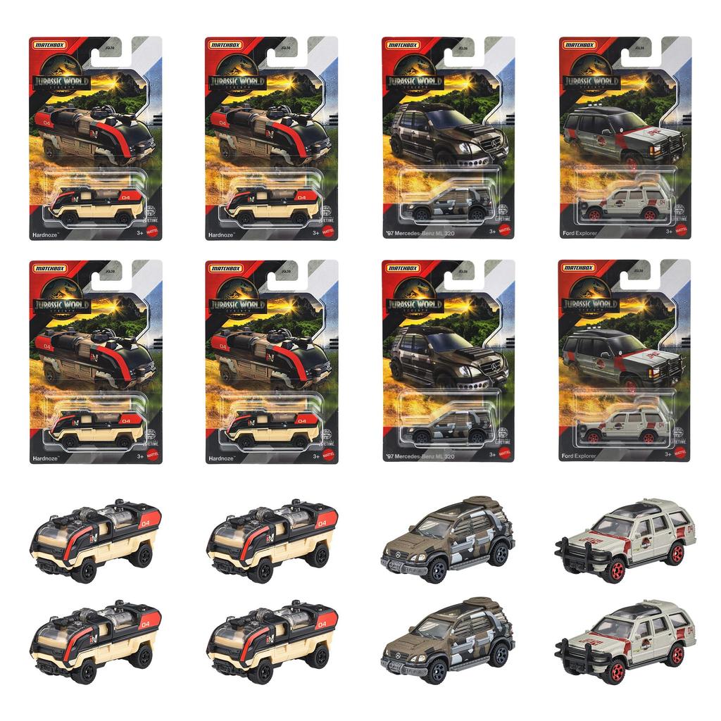 Matchbox Jurassic World Basic Car Vehicle Ages Toy, 24-Car Box, 3+, Multi-Purpose, 986B-JGL59