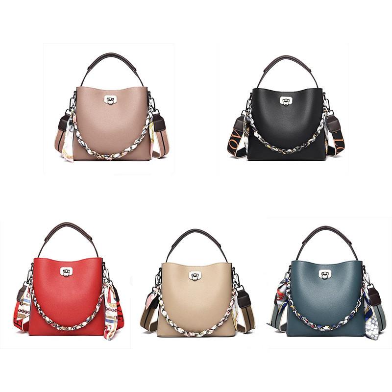 Bag New Product Design Niche Bucket Bag ODM Generation Leather Lychee Pattern Portable Messenger Bag Free Silk Scarf