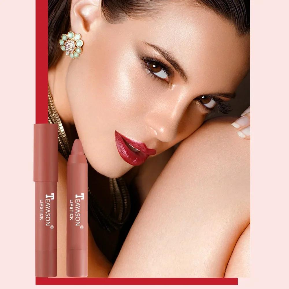 Nude Velvet Matte Lipstick Long Lasting Moisturizing Lip Crayon High Pigment Rotate Lipsticks Pen Woman Cosmetics
