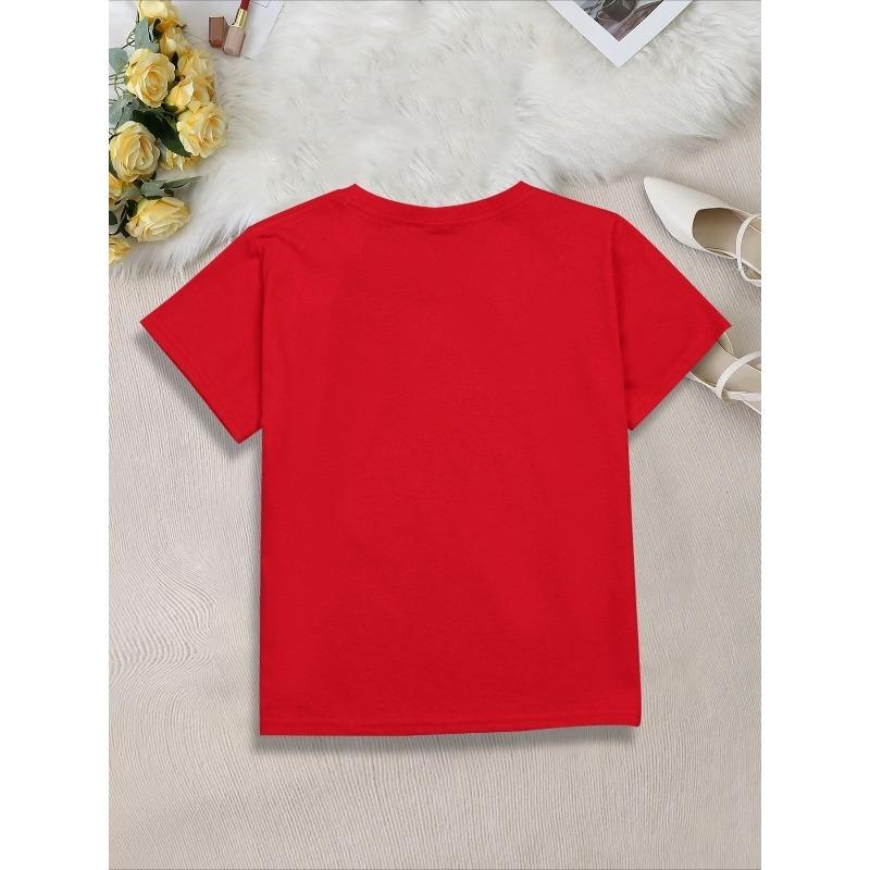 Kids Doodle Dog Cartoon Print Crewneck Short Sleeve Tee