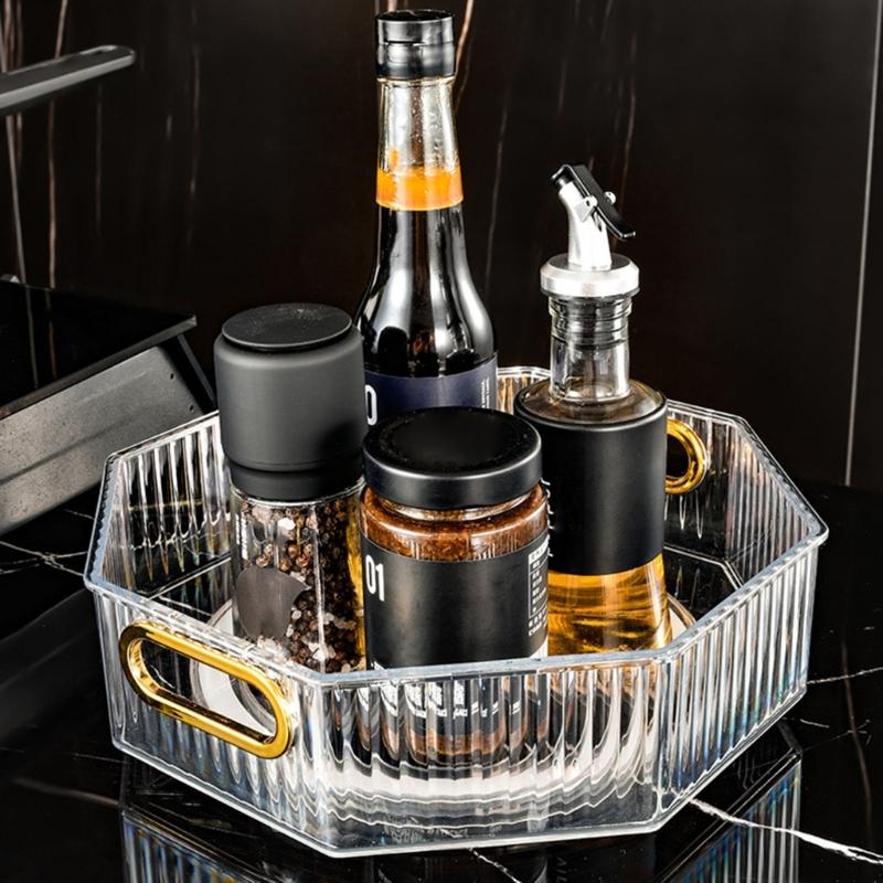 Turntable Storage Box Portable Fruit Basket Suitable for Cabinets Storerooms Kitchen Countertops Refrigerator Offices