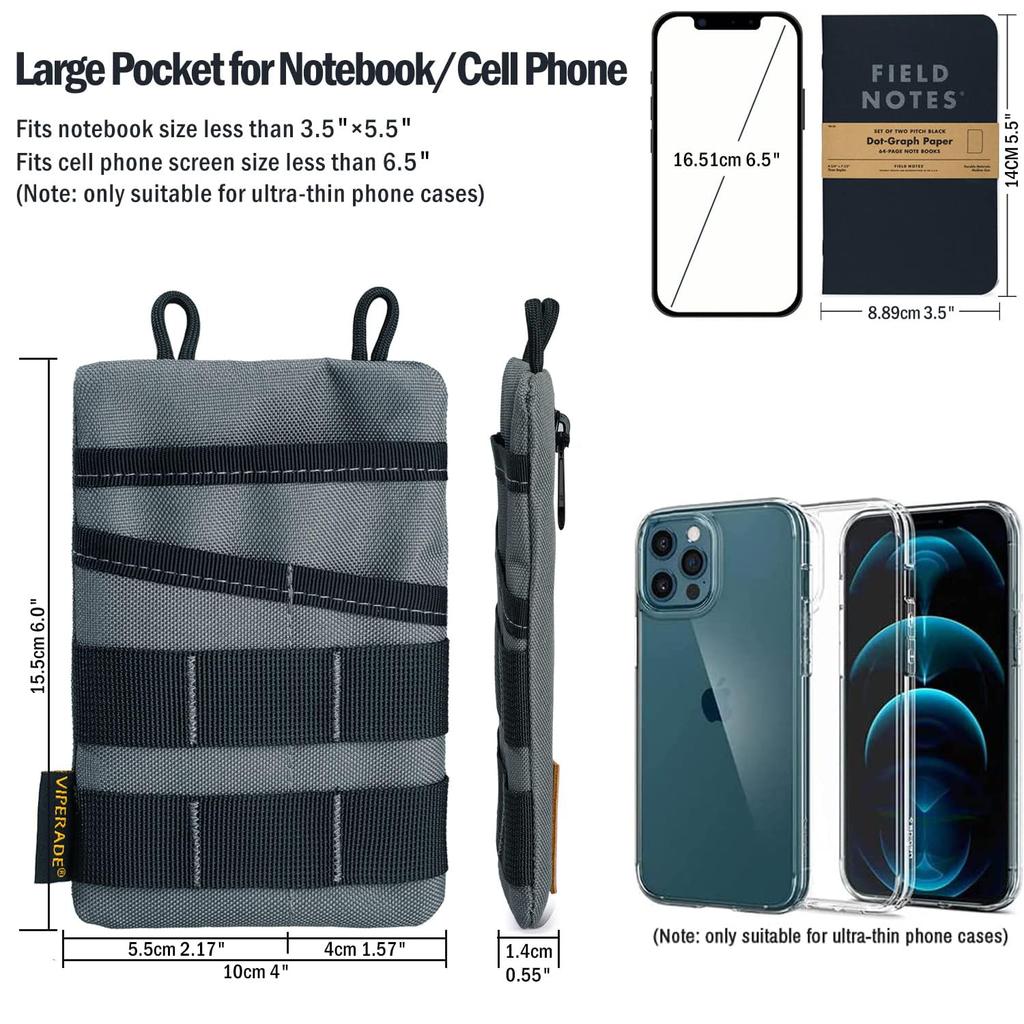 VIPERADE VE3 Pocket Organizer for Nylon EDC Organizer with 4 Tool Storage EDC Pouches for Pocket Tactical and Notebooks EDC Pocket Organizer Men,