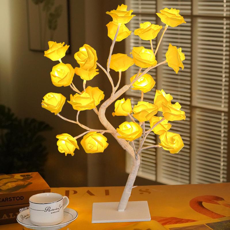 USB Remote Control LED Rose Tree Night Light for Bedroom - Perfect As a Birthday Gift.