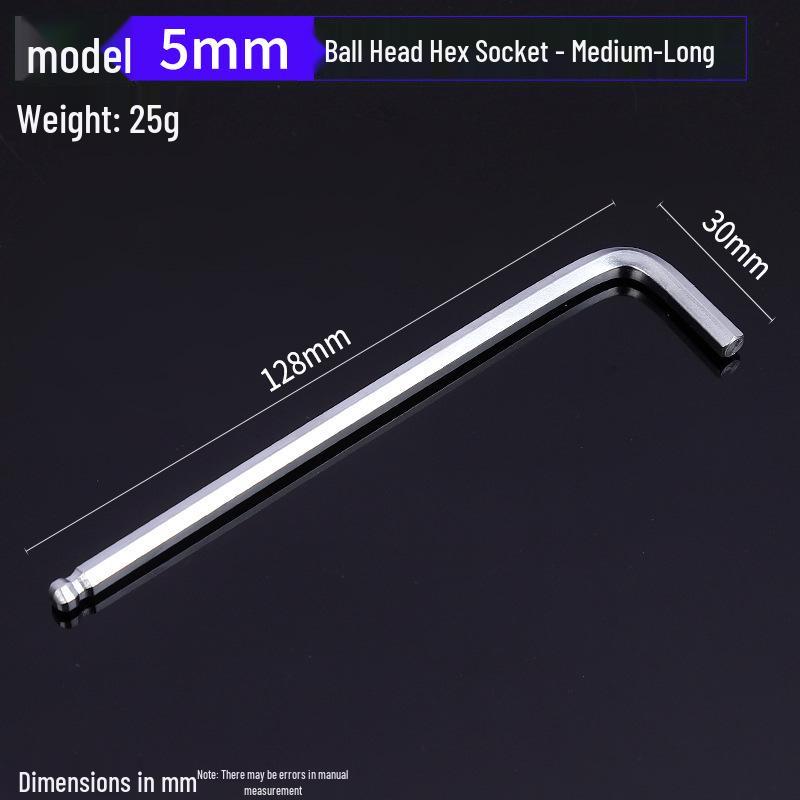 Gehärteter verzinkter und vernickelter L-förmiger Innensechskantschlüssel mit Kugelkopf