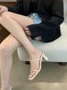 High-Heeled French Niche Square Head Cool Slippers, Roman Thin Strap Thick-Heeled Sandals For Summer Fashion