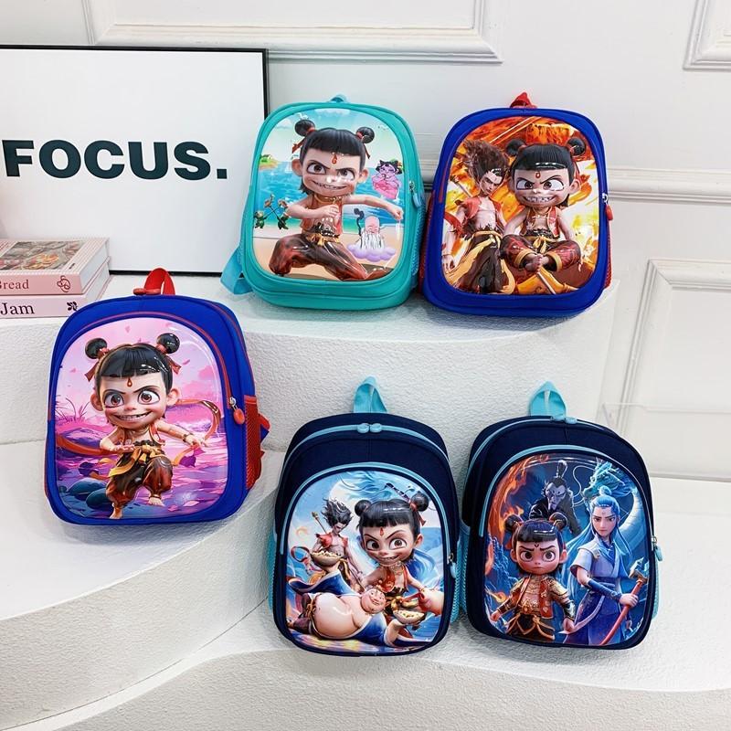 Pattern Ne Zha Printing Kids Backpack Schoolbag Breathable Large Bag Capacity
