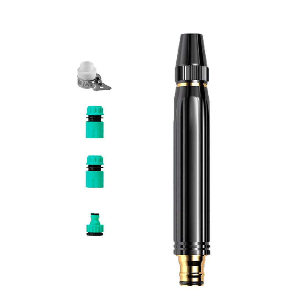 High Pressure Water Spray Nozzle with Connector for Home Use Garden Watering Car Washing and Cleaning Tasks Durable Metal Construction