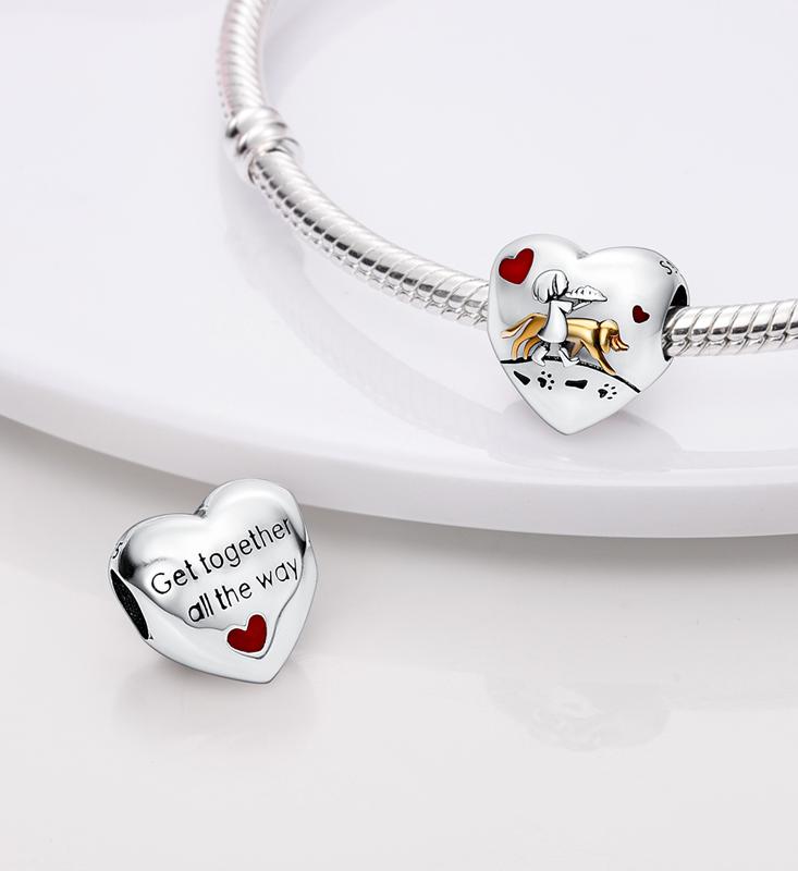 Breloques Compatibles Pour Bracelet DIY Argent 925 Série Jaune Cœur d'Amour Tournesol Lune Chat Breloques Vente Chaude S925 Fabrication de Bijoux DIY