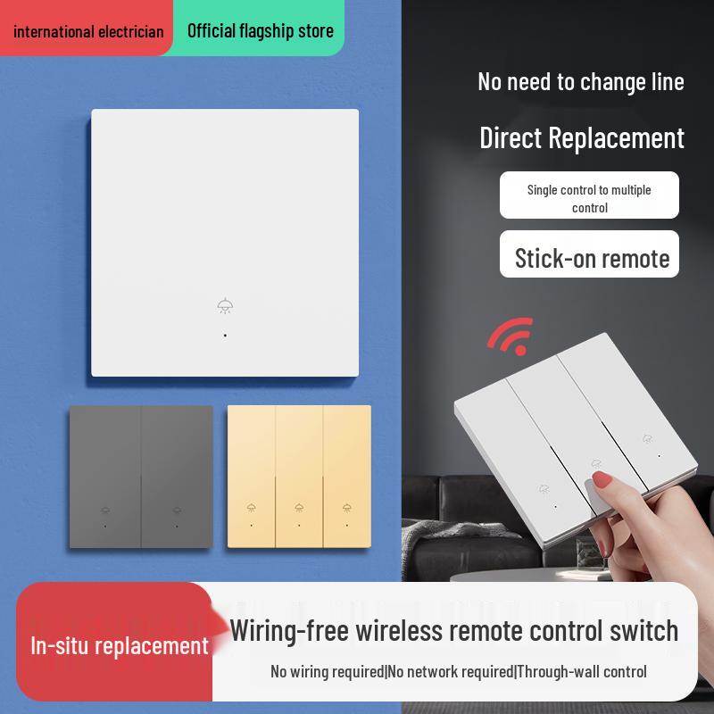 Smart Wireless Double Control Light Switch - No Wiring Needed, 220V Remote Master-Slave System