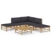 VidaXL Garden Furniture Set, 6 Pcs with Dark Grey Cushions Bamboo