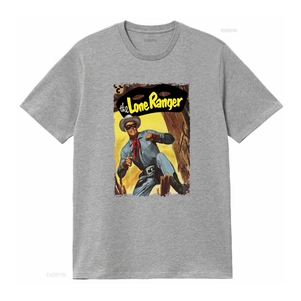 The Lone Ranger Retro Comic Book Cover T Shirt Classic Design For Western Fans Vintage Washed Homme Breathable Streetwear