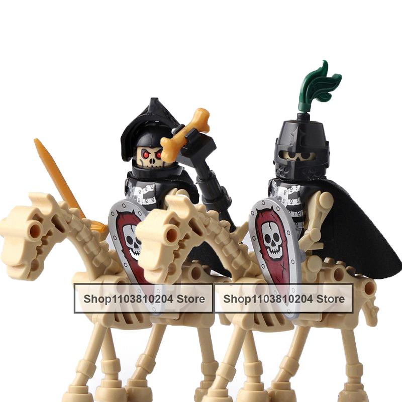 Skeleton Soldier Army King Knight Undead Horse Warrior Bricks Building Block Ringwraith Saddle Roman Soldiers Sword Waffen Toys
