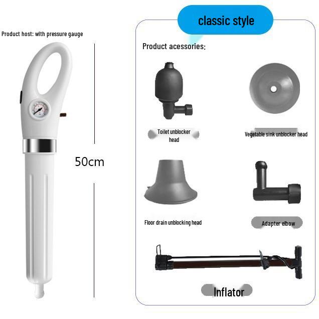High-Pressure Toilet & Drain Unclogging Tool for Kitchen and Bathroom