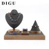 Solid Wood Jewelry Display Stand for Earrings, Rings, and Necklaces with Jade Tray