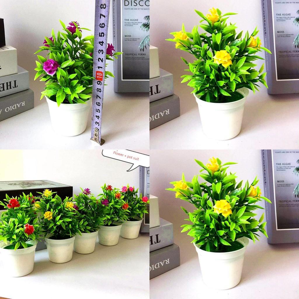 Mini Faux Rose Potted Plant With Injection Mold For Home Office And Gift Use