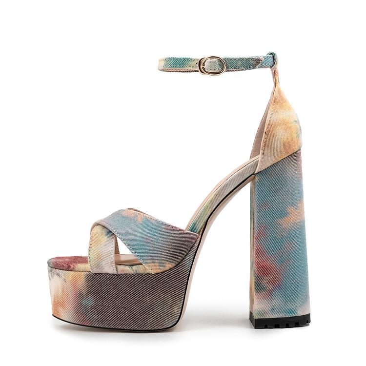 Fashion 2024 Summer Mixed Color High Heel Women's Sandals New Waterproof Platform Buckle Blue Large Size 36-43 Sexy Women's Shoes