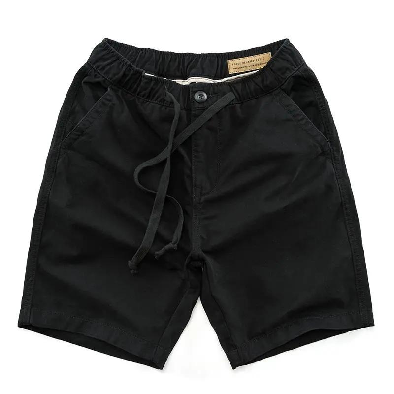 Men's Summer Straight Casual Sports Shorts Washed Workwear Elastic Waist Five Trousers