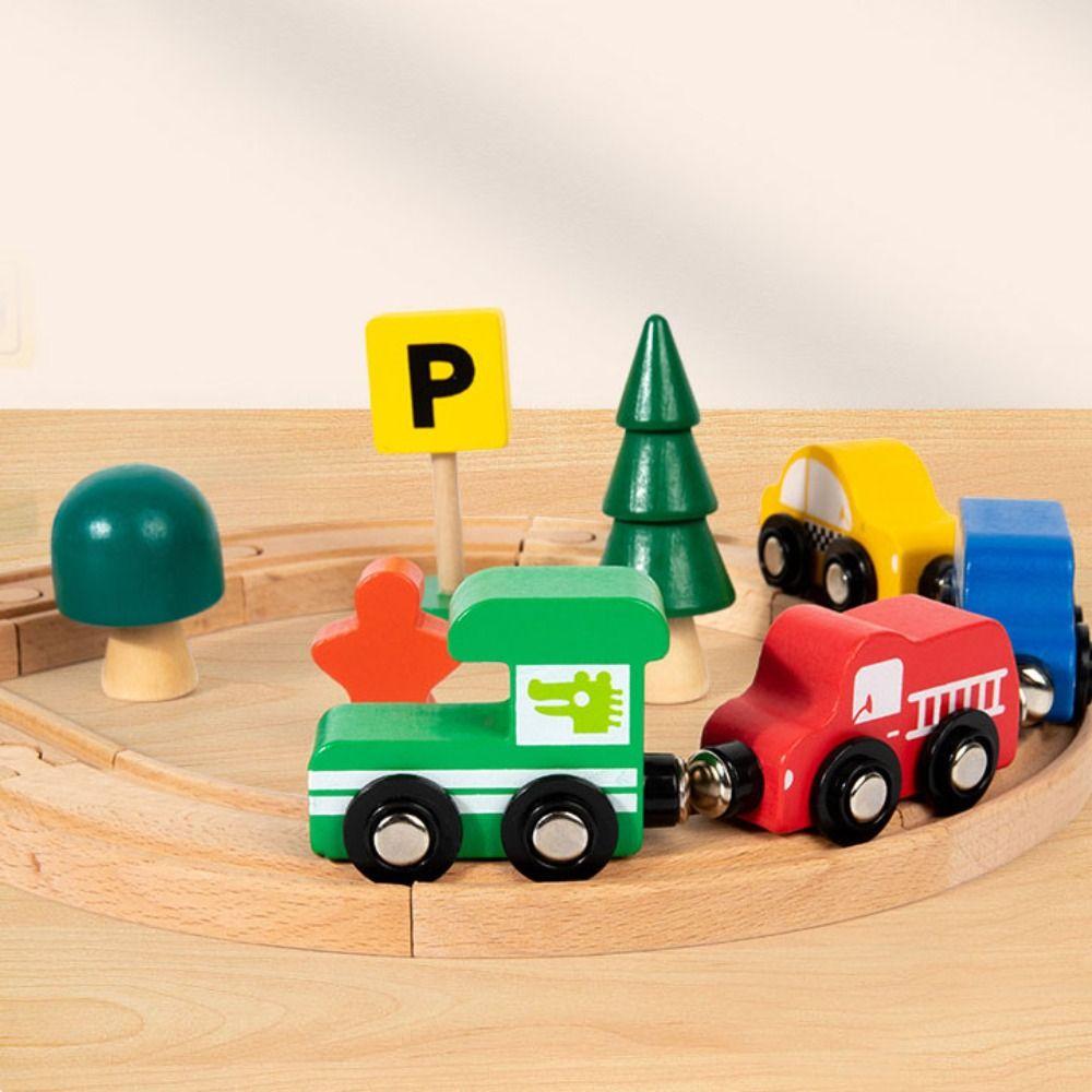 DIY Assembly Children Wooden Train Rail Signal Light Track Accessories Toy Kindergarten