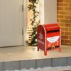 Christmas Mailbox Letterbox Decorative Red Opinion Box Metal Ornament Newspaper Holder for Yard
