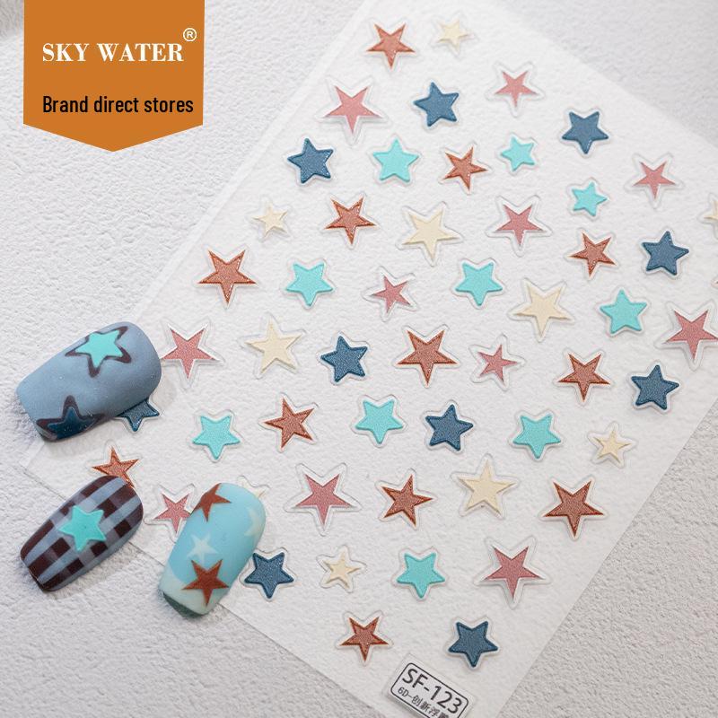 

SKY Ins Style Vietnamese Star Nail Stickers: 6D Embossed, DIY Decor for Phone and iPad