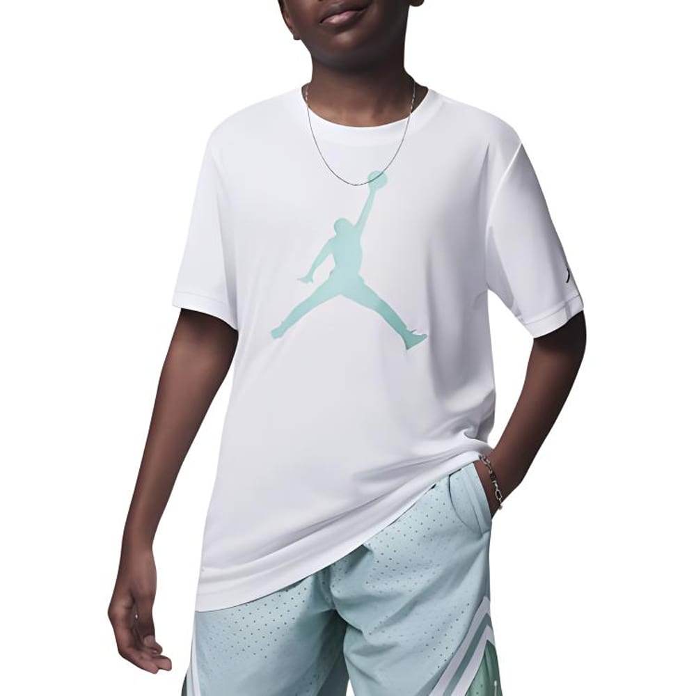 Jordan T Shirt White/Rising Emerald Green Children Aged 3 7 Years Old HA2543-100