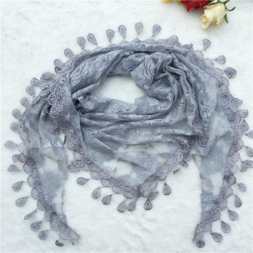 Tassels Chapel Hijab Scarf Lace Floral Hair Wrap Elegant Embroidery Lace Veil Spanish Mantilla