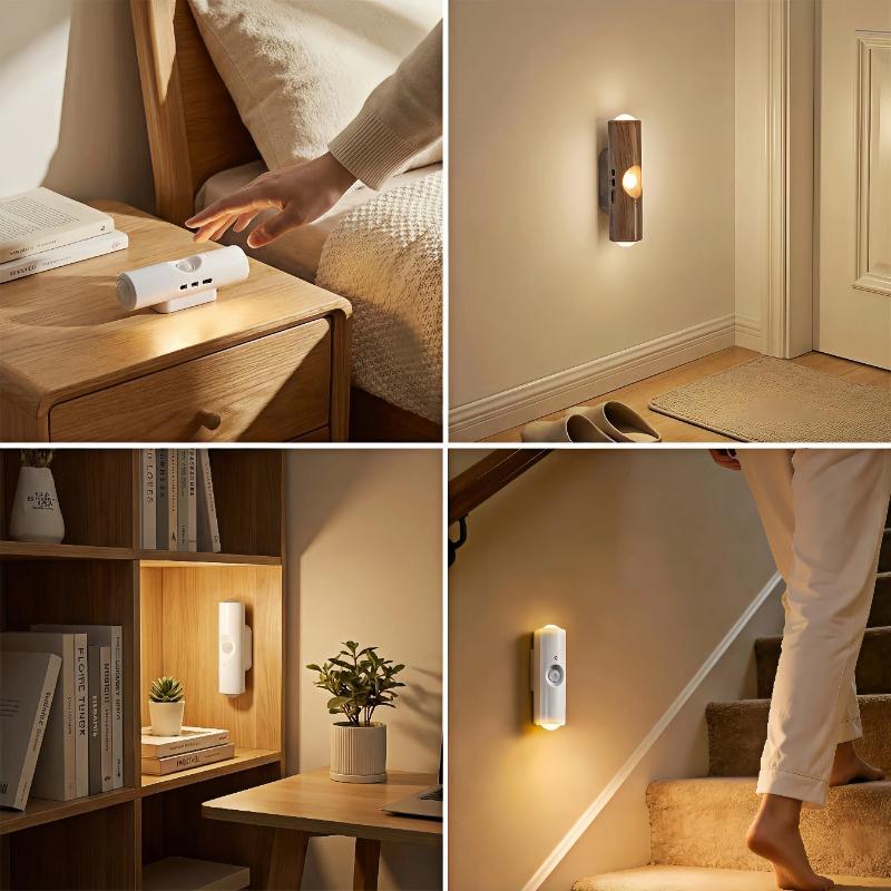 Lampă de perete magnetică reîncărcabilă cu LED, senzor de mișcare, lumină de culoare, lumină de noapte, lumini automate pentru cameră