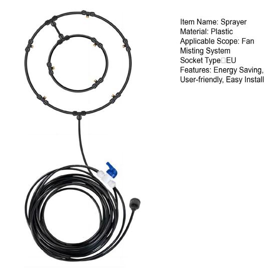 Chladicí postřikovač s odnímatelnými tryskami Sada pro zamlžení T-kusu Filtr Terasa Energeticky úsporný ventilátor