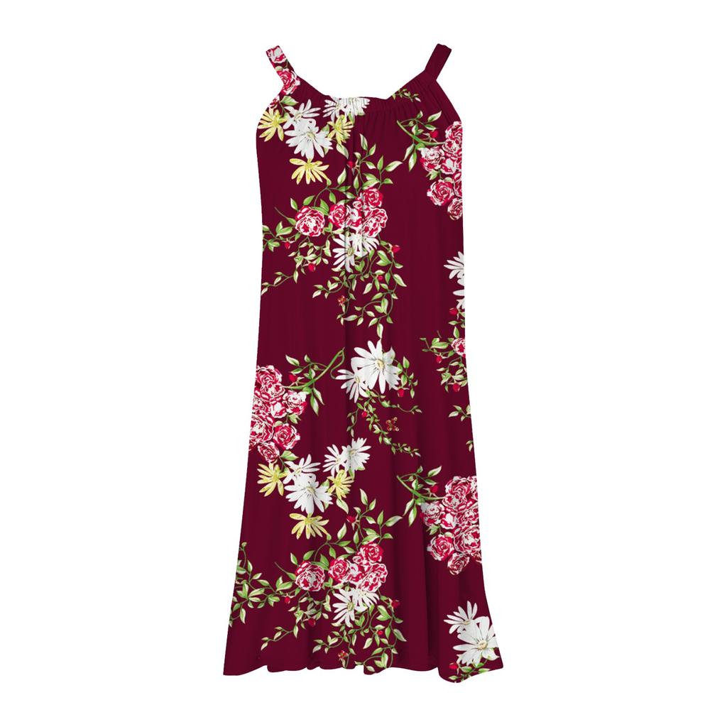 Women's Summer Sexy Suspender Dress Sleeveless Printed Dress Sling Dress